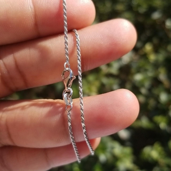 Sterling Silver 925 Rhodium finish Rope 025 Chain 1mm 16" - Picture 2 of 2